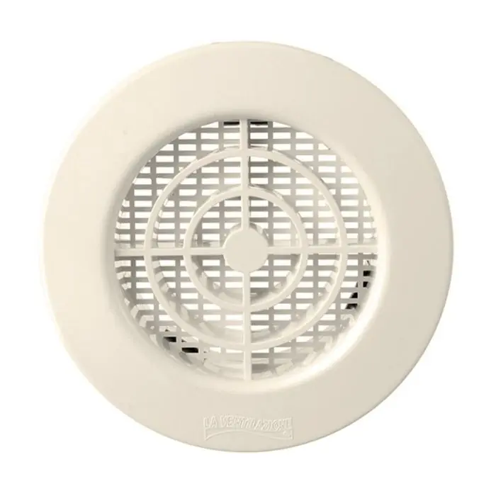 Grille ronde à encastrer plastique - Sable - Ext. Ø147 mm - Tube Ø125 mm - First Plast Must-Have