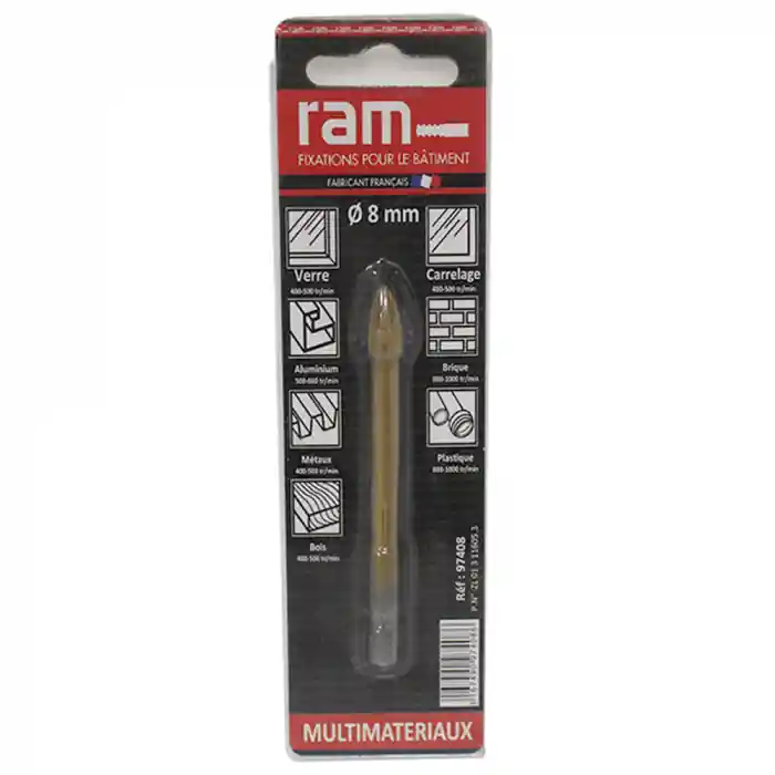 Foret pour carrelage et verre 8 x 80 mm - RAM Prix Promo