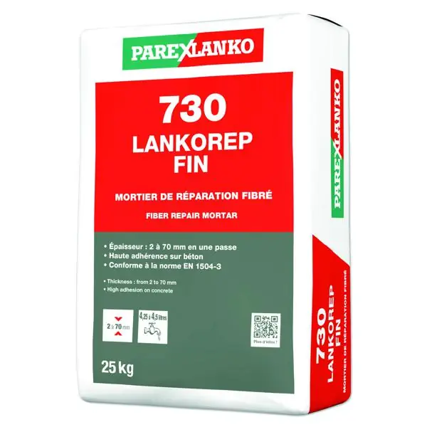 Mortier réparation 730 LANKOREP FIN CE fibré sac 25kg Acheter Direct