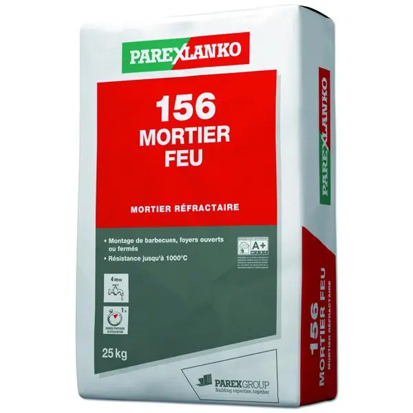 Mortier réfractaire 156 MORTIER FEU sac 25kg Bon Plan