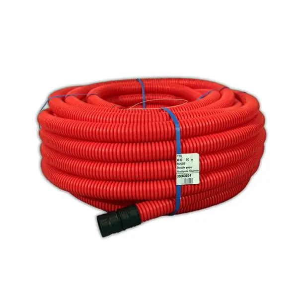 Prix Promo Fourreau TPC rouge PE annelé Ø40mm couronne 25m