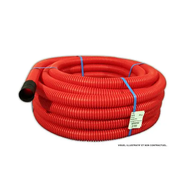 Vente Directe Fourreau TPC rouge PE annelé Ø63mm couronne 50m