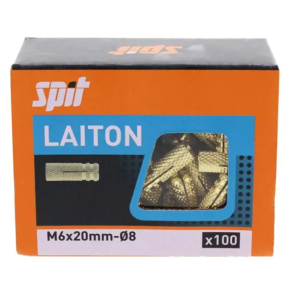Haute Qualité Chevilles plafond femelle M6 laiton Ø8x23mm boite 100
