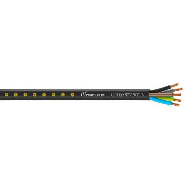 Prix Promo Câble industriel rigide U1000 RO2V 5 G 2,5mm² couronne 50m