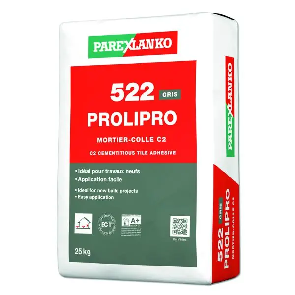 Mortier colle carrelage PROLIPRO SUPER 522 gris sac 25kg C2 Prix Promo
