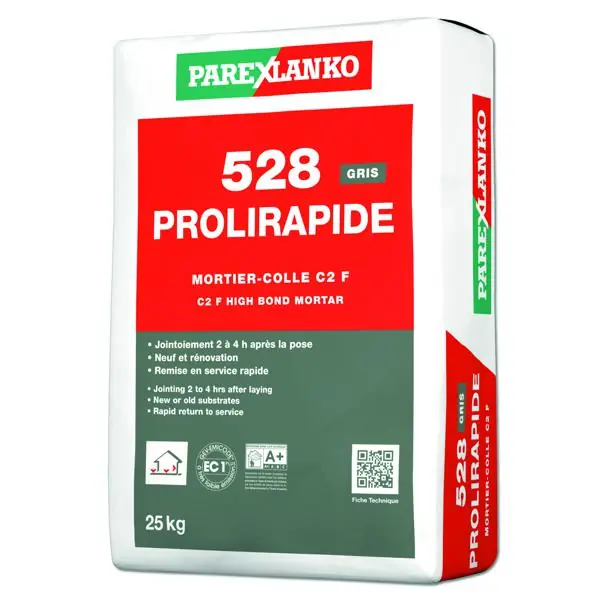 Offre Du Jour Mortier colle carrelage PROLIRAPIDE 528 gris sac 25kg C2F