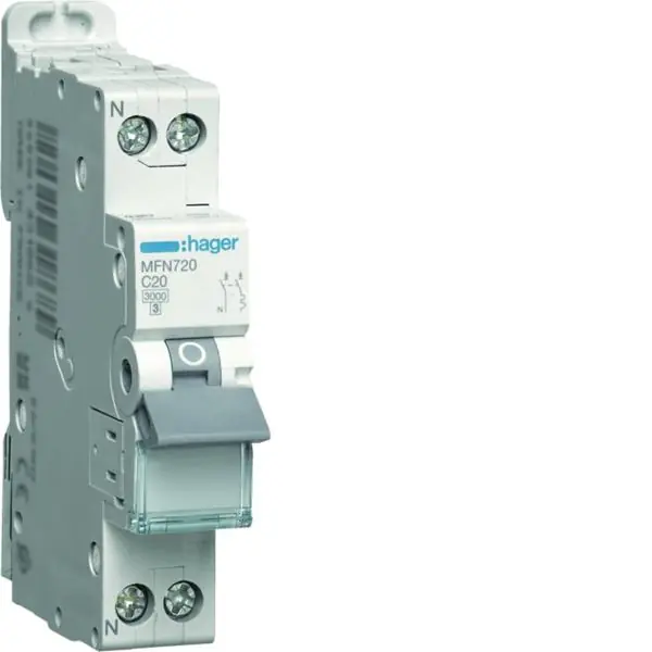 Marque DISJONCTEUR 1P+N 1 MODULE 20A 3KA 220V