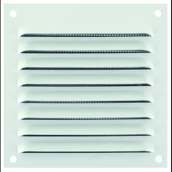 Achat Immédiat Grille à persiennes 100x100mm avec moustiquaire alu blanc