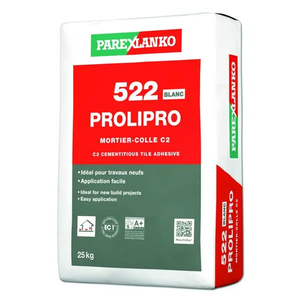 Mortier colle carrelage PROLIPRO SUPER 522 blanc sac 25kg C2 Offre Limitée