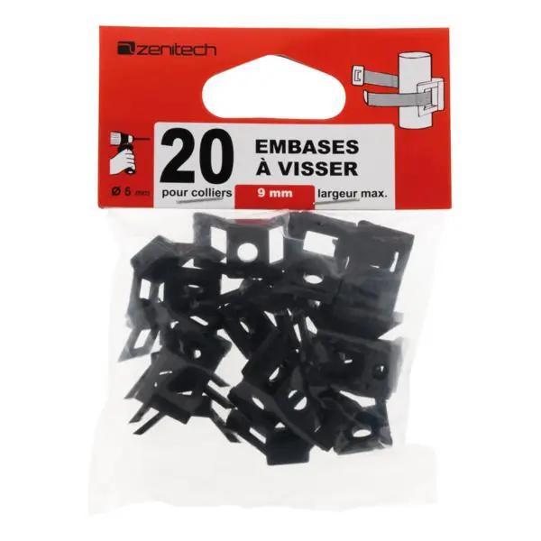 Embases NR/20 à visser simple noir boite 20 Meilleur Prix