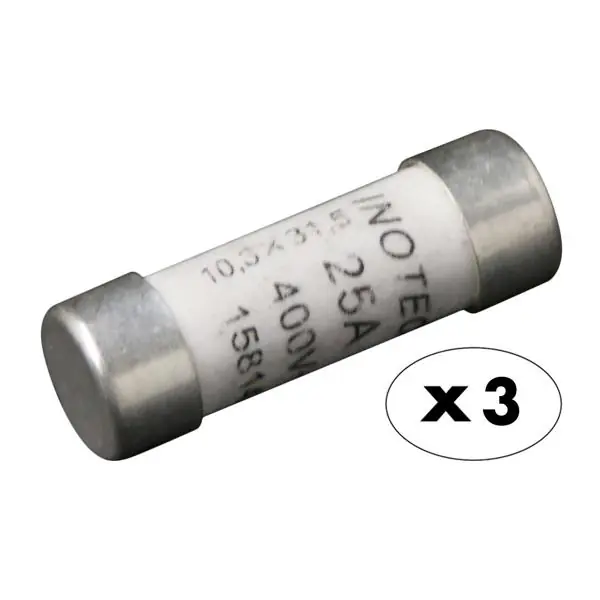 Prix Promo LOT DE FUSIBLES CERAMIQUES A VOYANT 10,3 X 31,5MM 25A BOITE 3
