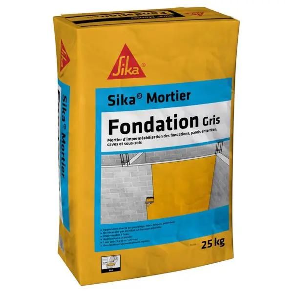 Remise Enduit imperméabilisation SIKA MORTIER FONDATION gris sac 25kg