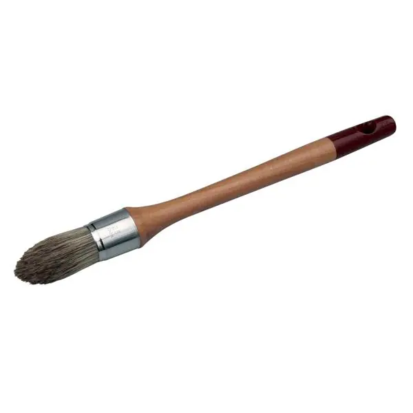 Brosse ronde à réchampir vernis lasure manche bois verni Ø21mm Dernier Modèle