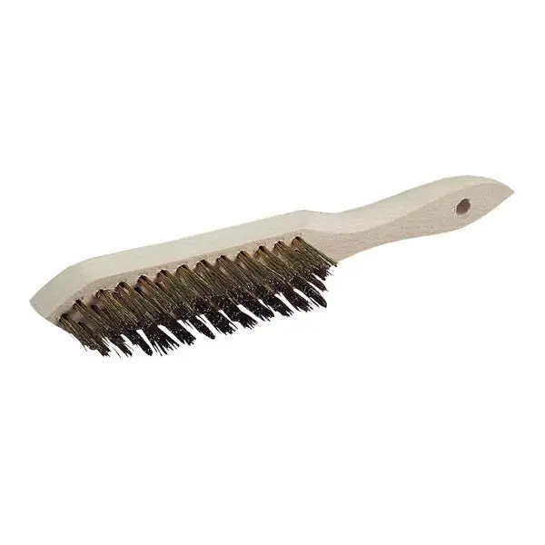 Brosse manche bois 4 rangs fil acier 28cm Soldes