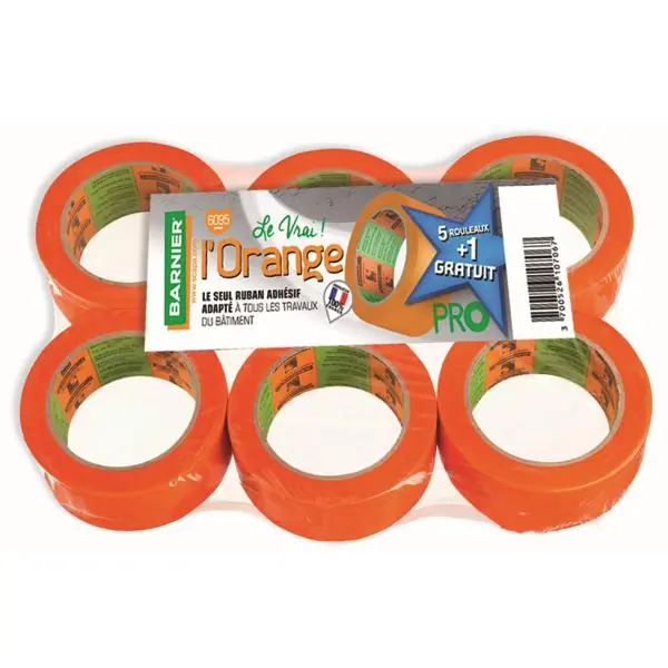Seulement Aujourd'hui Adhésif PVC L‘ORANGE 6095 50mmx33m lot 5+1 gratuit