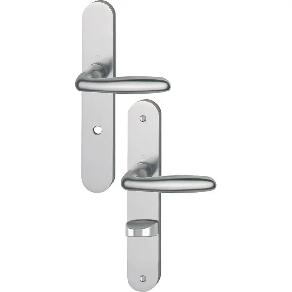 Usine Directe POIGNEE DE PORTE sur plaque VERONA alu aspect inox 195mm condamnation
